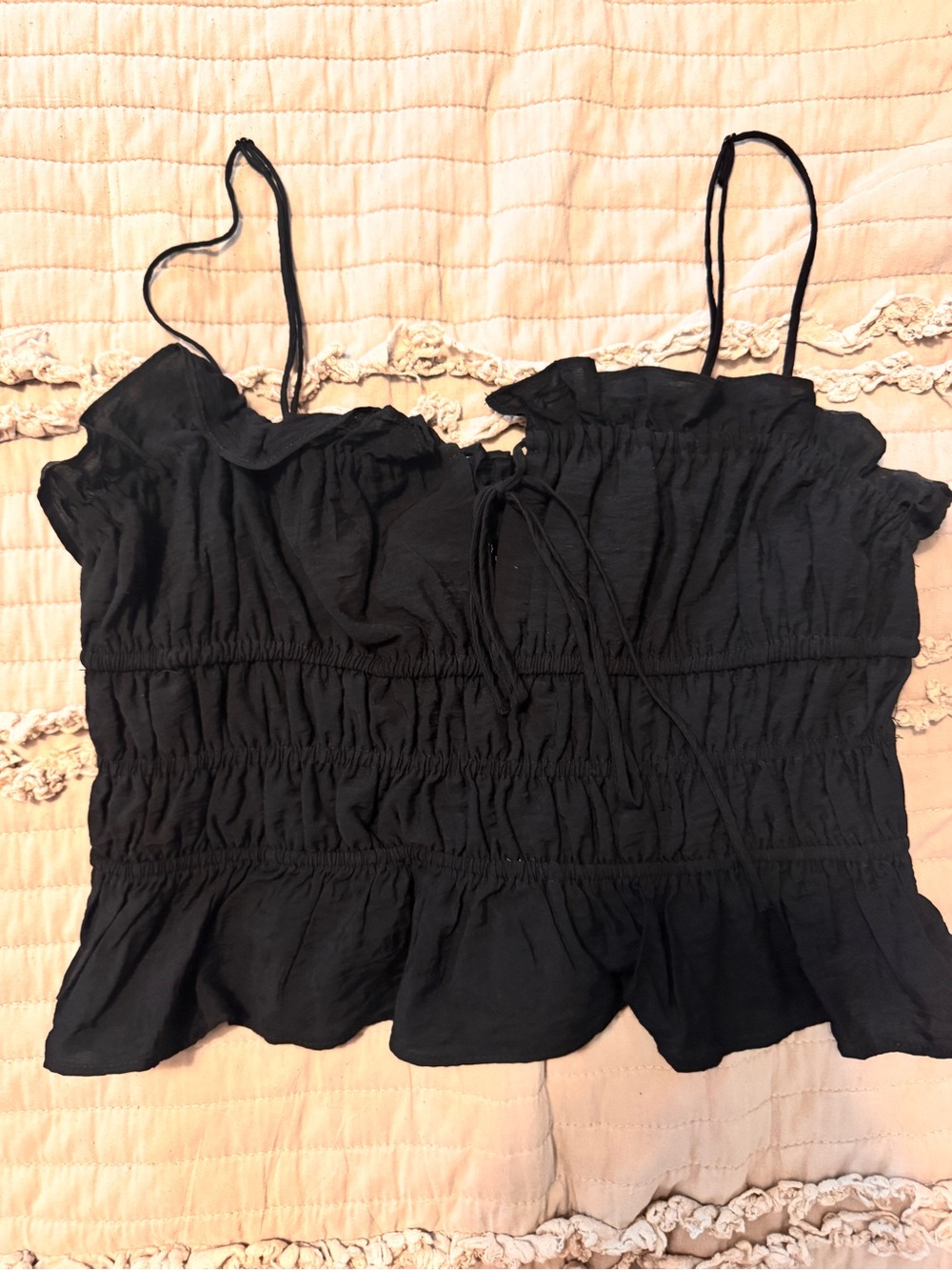 Dynamite Black Smocked Ruffle Camisole